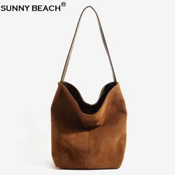 Large Capacity Handbag 2024 New High Quality Matte Leather Women Bag Water Bucket Bag Tote Bag Commuter Versatile Shoulder Bag