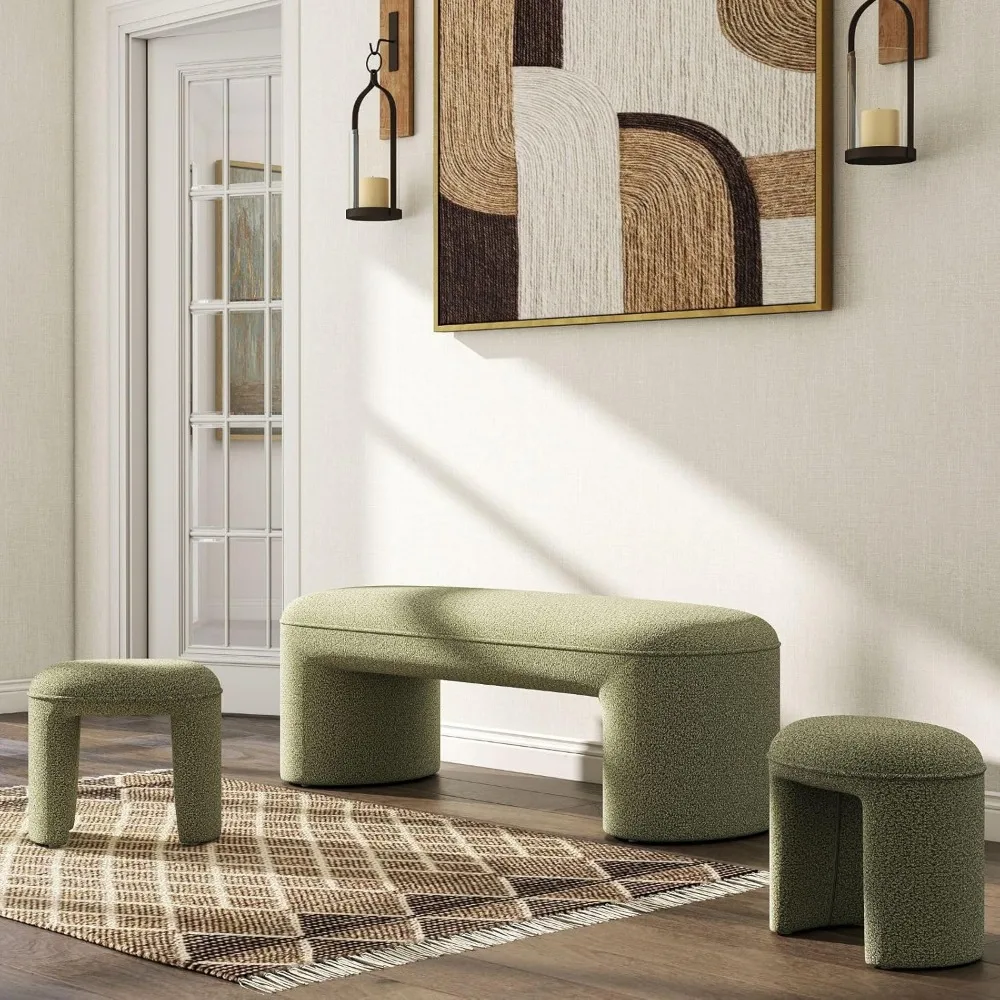 طقم مقاعد عثمانية متداخلة، 53 نهاية منجدة طويلة من مقعد السرير مع مقعدين مقوسين حديثين بطول 15 قدمًا من الشنيل مريحًا