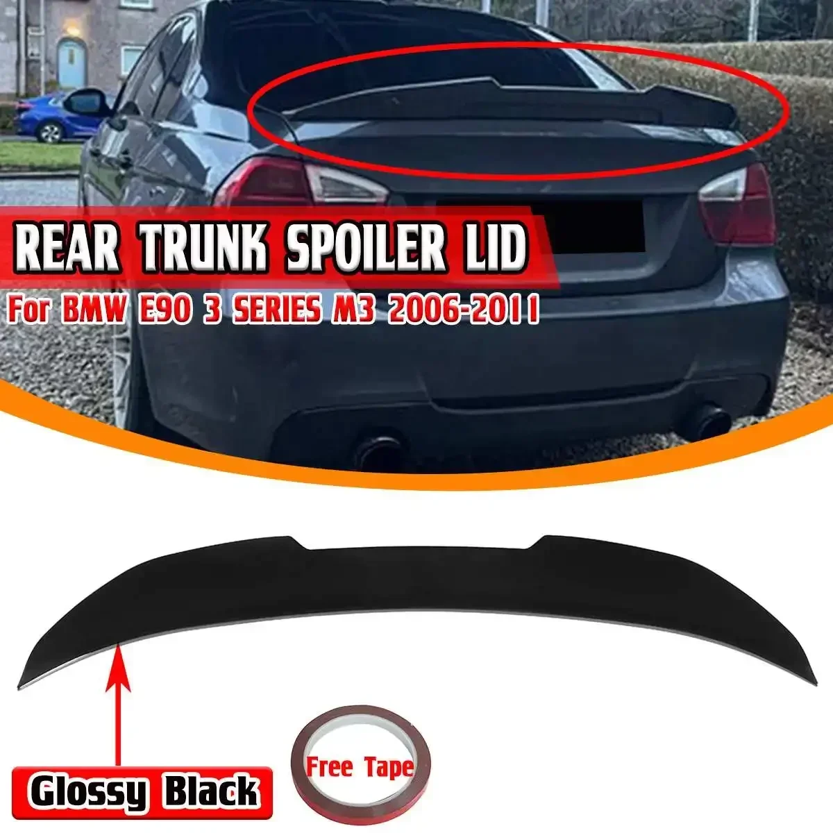 PSM Style Car Rear Trunk Boot Lip Spoiler Wing Lip Rear Wing Spoiler For BMW E90 3 SERIES M3 2006-2011 Rear Roof Lip Spoiler