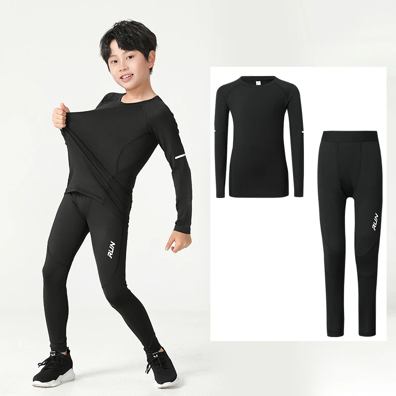 Abbigliamento da allenamento aderente per bambini Abbigliamento ad asciugatura rapida Set di tute da fitness sportive per basket da calcio per ragazzi 2025 Nuovo