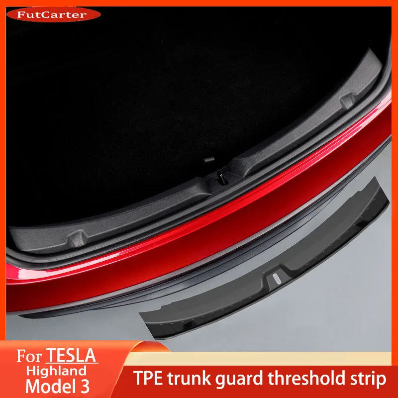 Per Tesla nuovo modello 3 Highland 2024 Trunk soglia Strip TPE o coperchio di protezione antigraffio per davanzale posteriore in metallo