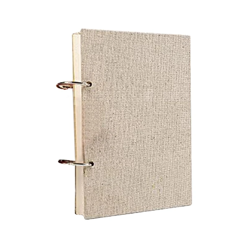 

NEW-Retro Spiral Sketchbook Linen Hardcover 120 Pages 160GSM Thick Refillable Loose Leaf Notebook Sketchbook Hardcover