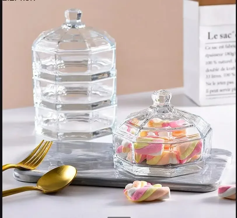 

Transparent Glass Candy Jar 3-layer Storage Box Jewelry Box Storage Tank Desktop Organizer Snack Dried Fruit Boxes Storage Boxes