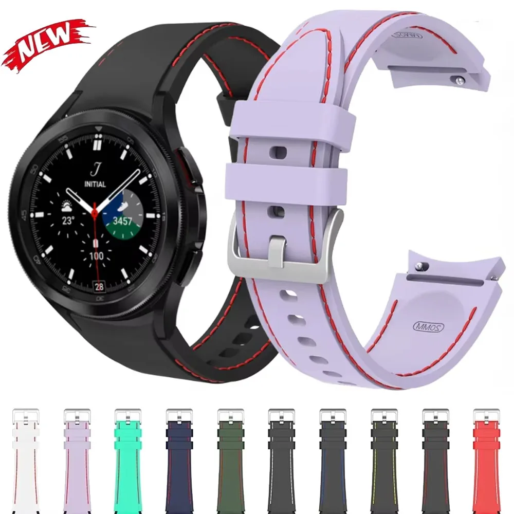 

Silicone Strap for Samsung Galaxy Watch 6 Classic 47mm 43mm/5 Pro 45mm Original Bracelet for Galaxy Watch 4/5/6/7 44mm 40mm Band
