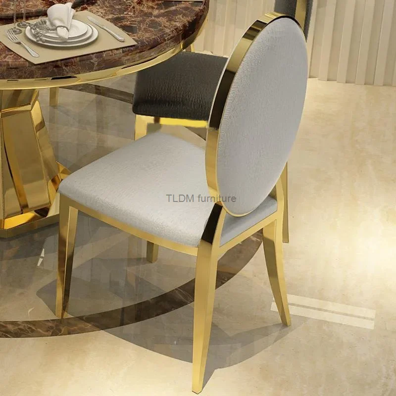 Nordic Light Luxury Stainless Steel gold Dining Chair For Kitchen Furniture Hotel Metal Dining Chair Living Room Bcak Chair Z