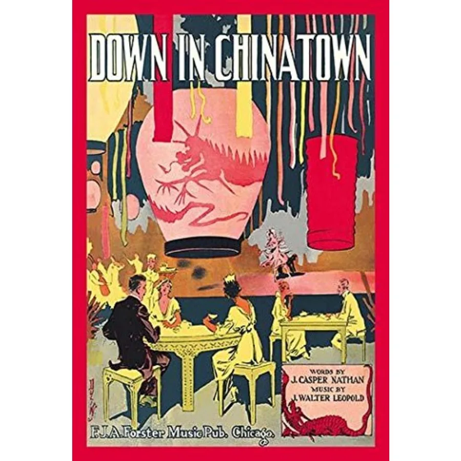 Under an array of paper lanterns guests sip tea and relax as a stage show entertains in the background Poster Print by Duli 24