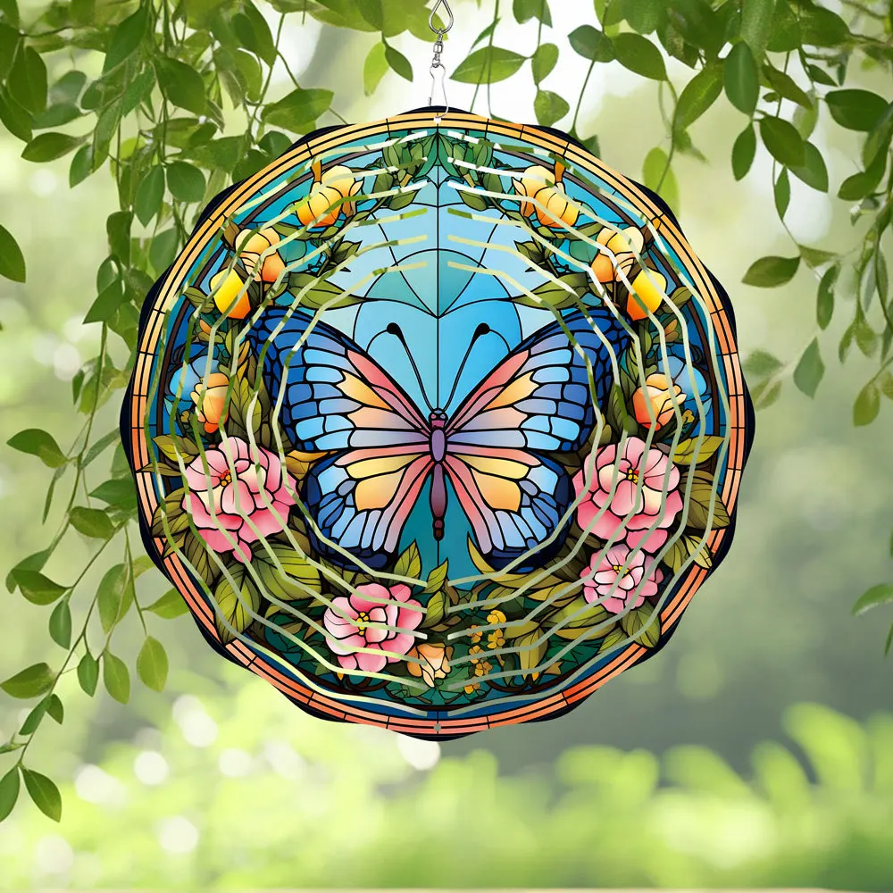 Laser Cut Stainless Steel Hanging Sculpture Rotating Wind Spinners Chimes Garden Yard  Patio Art Decor Keep Scare Birds Away