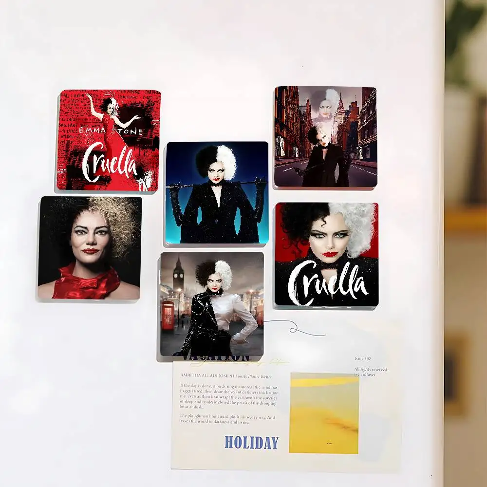 C-CRUELLA EMMA STONE إطار صور فيلم كلاسيكي صورة مغناطيس الثلاجة ملصقات مغناطيسية للثلاجة هدية للأصدقاء والعائلة والأطفال