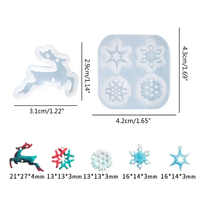 nieve ciervo pendiente colgante molde silicona para colgante pendientes llavero Y08E