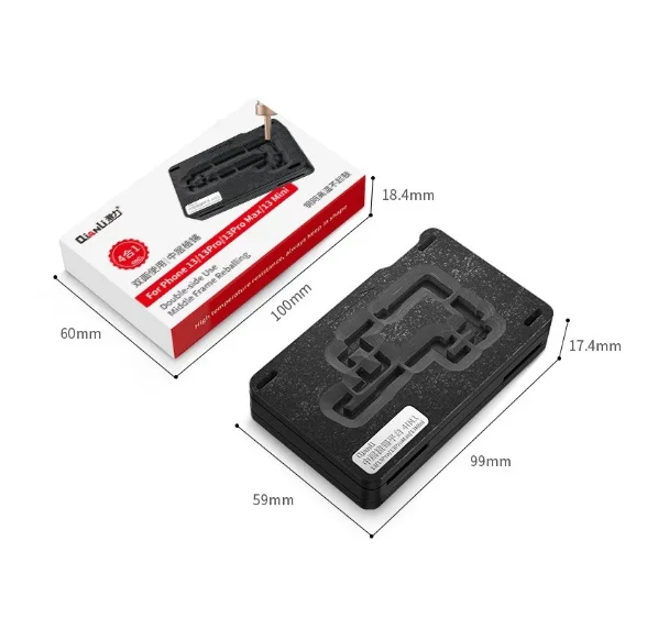

QianLi 4 in 1 Middle Layer Reballing Platform Stencil Tin Planting Table for iPhone 13 Series, Double-Side Motherboard Fixture