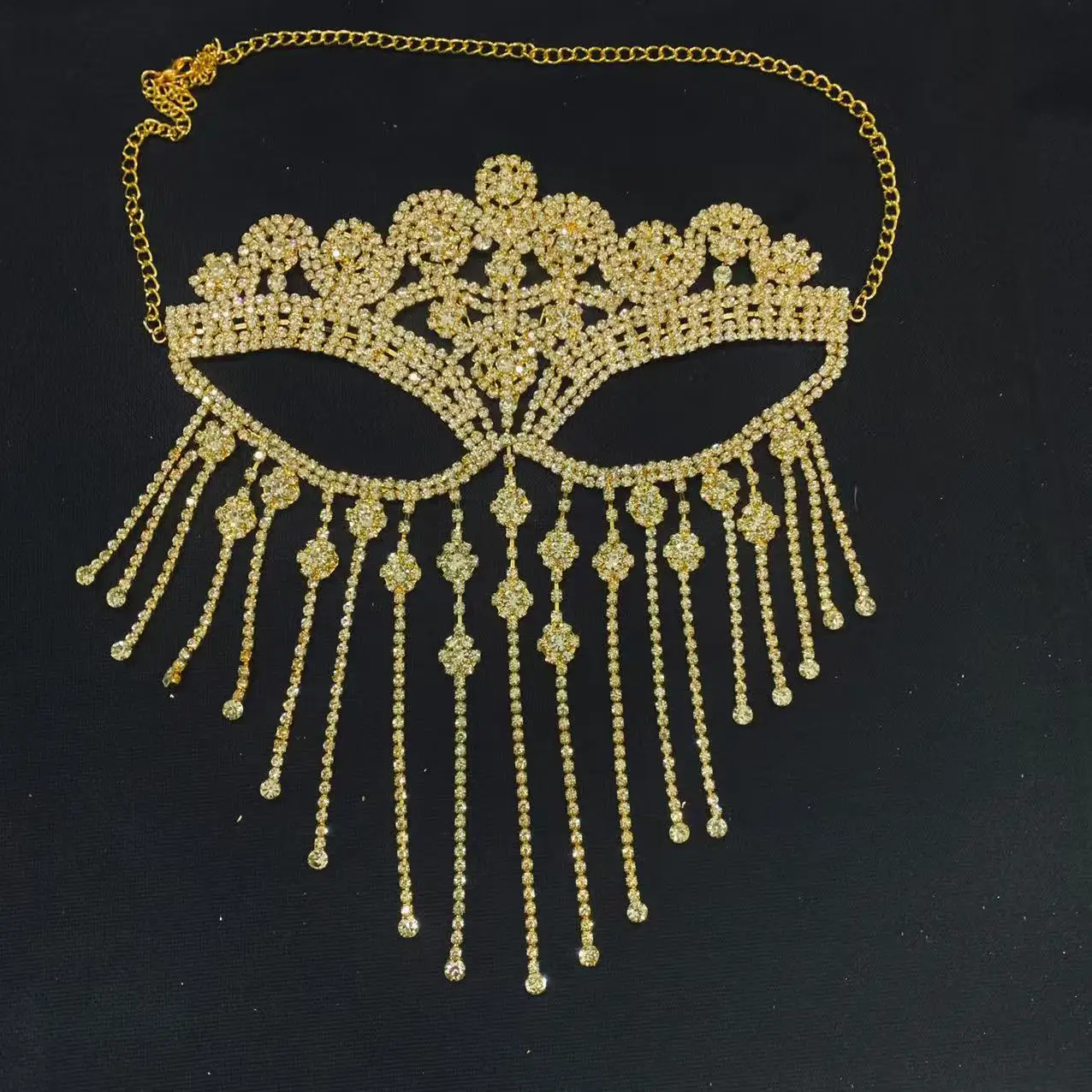 European and American Hot Selling Sexy Niche Design Veil, Ball Diamond Studded Tassel Mask, Stage Accessories