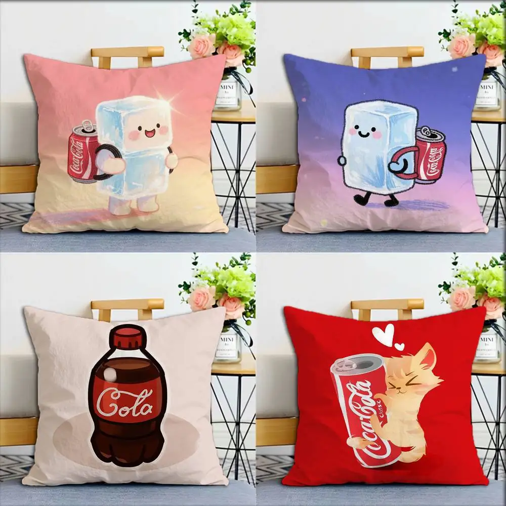 

S-Soda Water C-Coca-C-Cola World Various Sizes Square Pillow Case For Car Home Bedchamber Decor