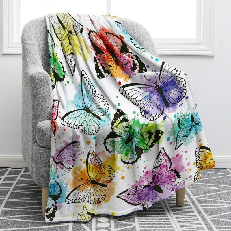 Butterfly Blanket Colorful Men's and Women's Casual New Fashion Christmas Birthday Valentine's Day Family Bed Sofa