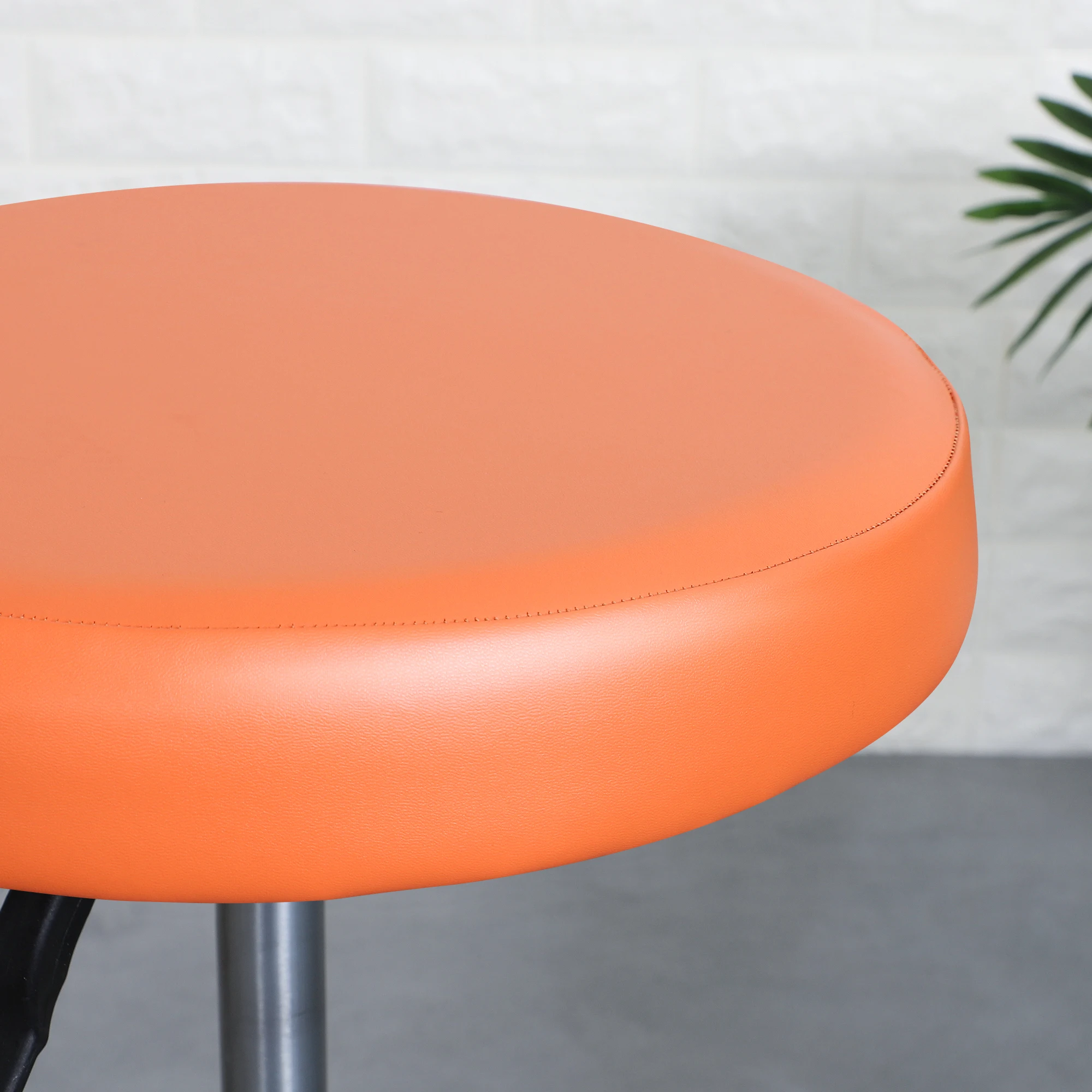 Funda redonda de cuero PU impermeable para silla giratoria, cubierta de cojín de asiento con bandas elásticas, todo incluido, taburete de Bar
