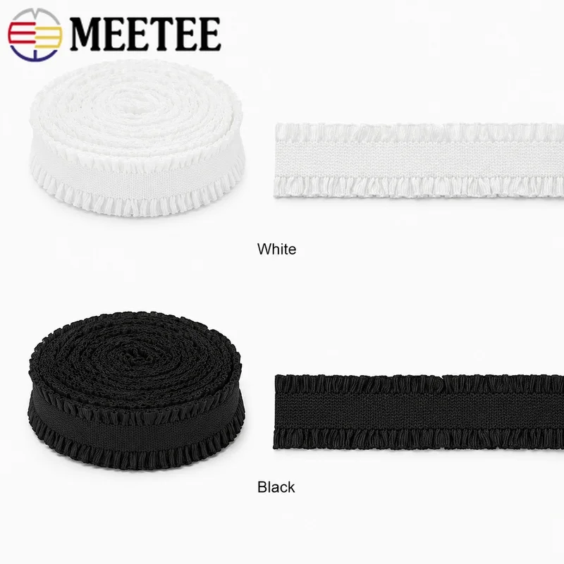 10Yards/20Yards 13MM Ruffle Elastic Band Nylon Lace Trim for Lingerie Bra Strap Hairwear Garment Decorative Edge Sewing Supply view 3