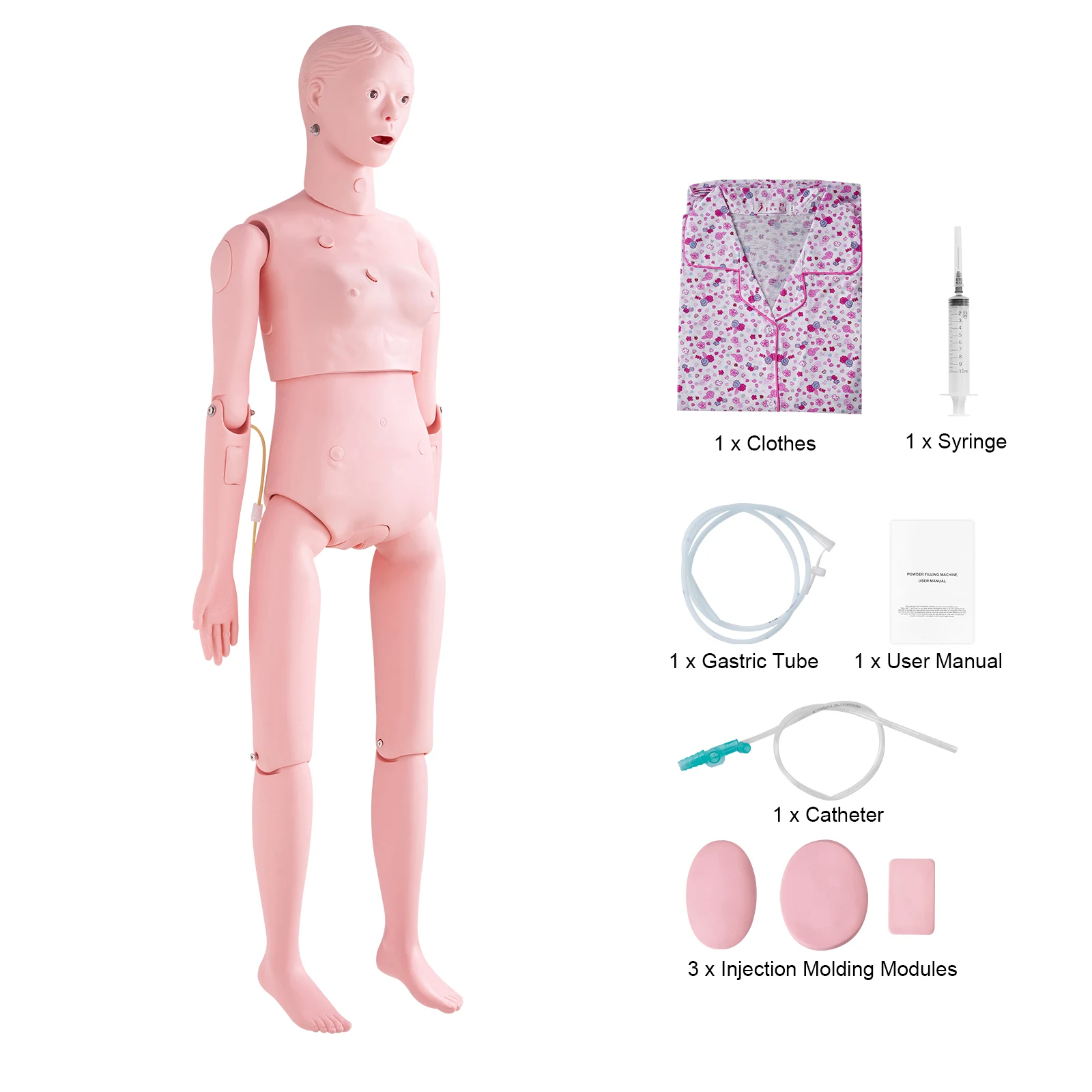 

VEVOR Nursing Training Manikin Female Life Size Demonstration Human Manikin for Nursing Training Multifunctional Model Supplies