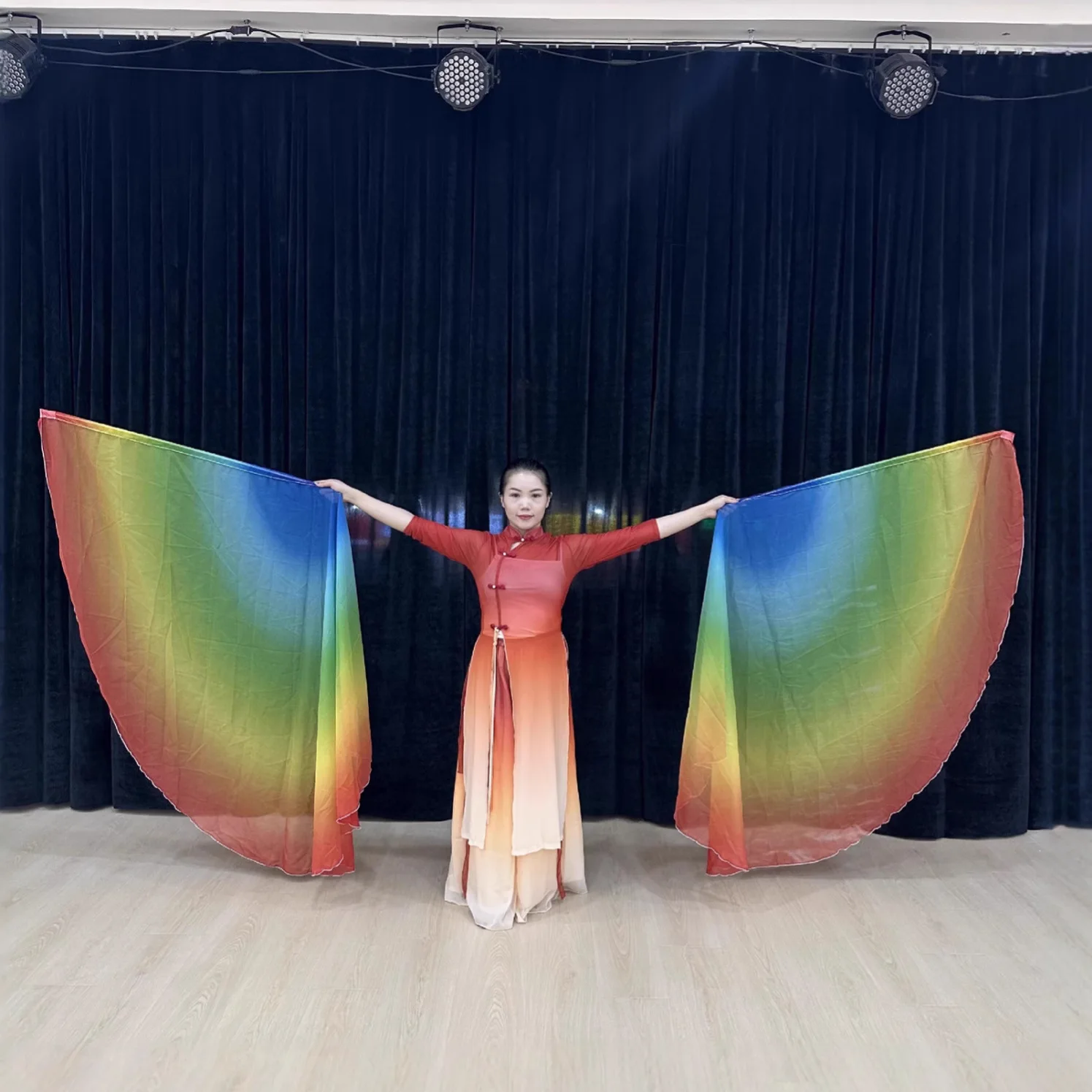 1 Pair Praise Dance Worship Flex Flags Dance Ministry Streamer Flags Tie Dye Chiffon Belly Dance Performance Accessories
