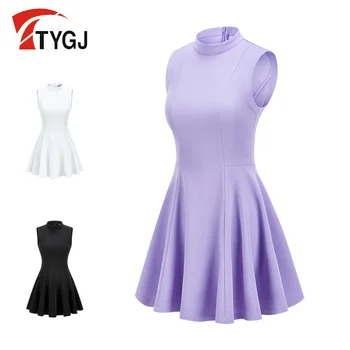 TTYGJ 여성용 골프 유니폼, 단색 라펠 반팔 티셔츠, 빠른 건조 슬림 핏 스포츠 탑, 여름 공장 직판