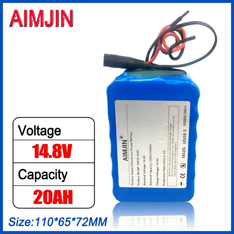 

4S6P 14.8V 20Ah Li-Iom Battery Pack 18650 for Night Fishing Lamp Heater Miner's Amplifier Batteries with BMS+16.8V Charger