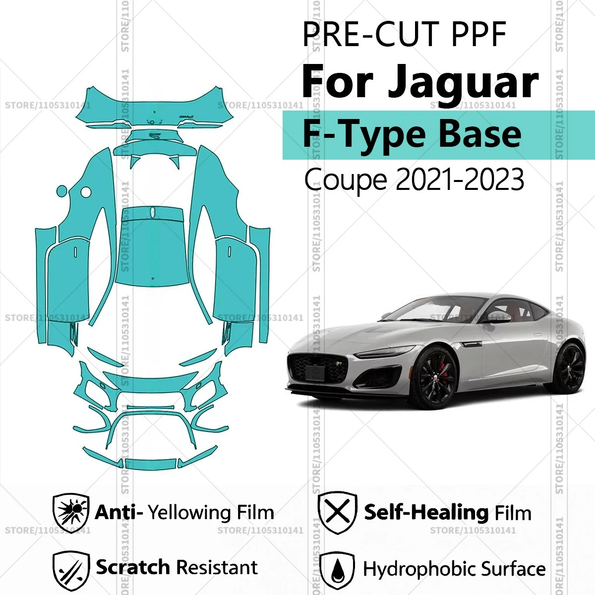 

Pre-Cut Paint Protection Film PPF Transparent Car Film Automotive PPF Full Vehicle For Jaguar F-Type Base Coupe 2021-2023