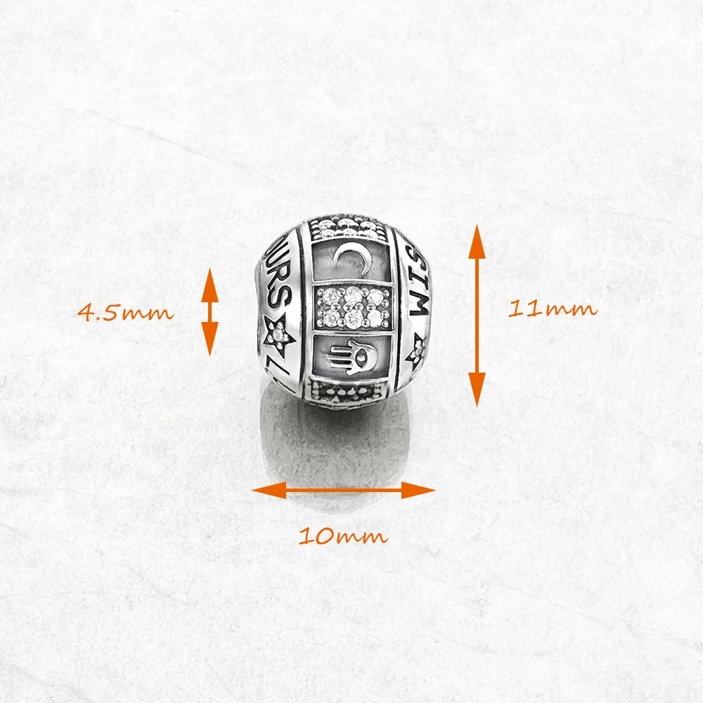 Beads Wheel of Fortune 925 Sterling Silver Charm European Vintage DIY Jewelry Accessories Lucky Gift For Men Women