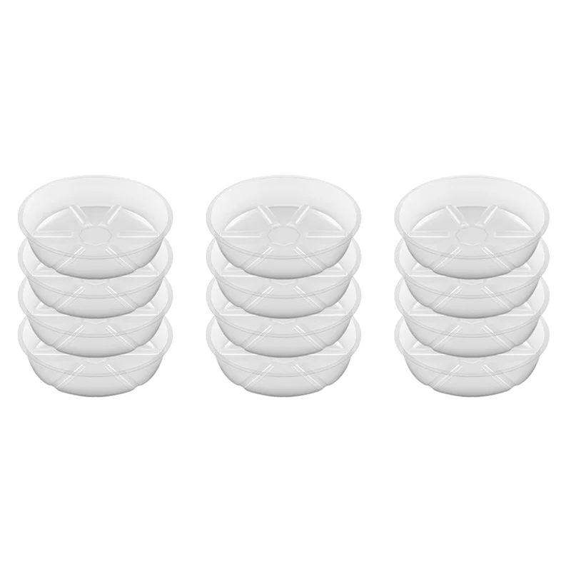 

A89X 12 Pack Clear Plant Saucer 12 Inch Plastic Plant Saucers Durable Thicker Plant Tray Flower Pot For Indoor Outdoor Garden