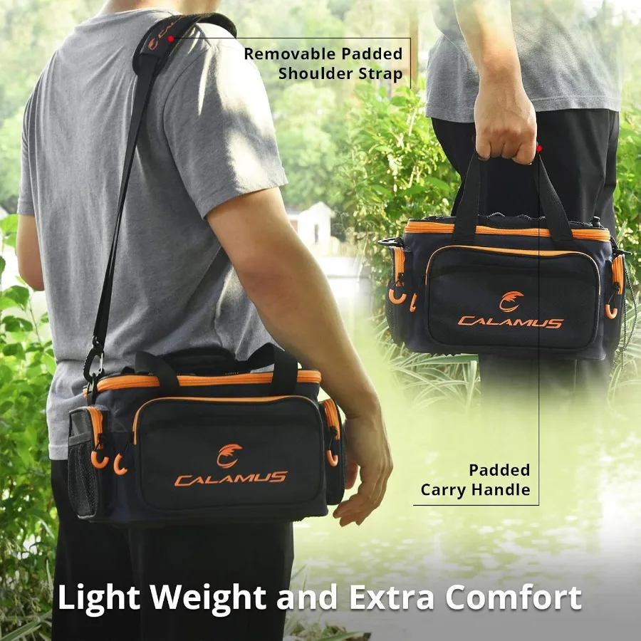 海水と淡水の釣り用の釣り道具バッグ 耐久性のあるリップストップPE素材、パッド入りショルダーストラップと専用のP付き