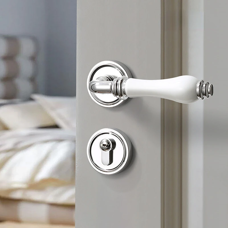 American ceramic door lock, light luxury indoor European style door lock, bedroom solid wood door, silent magnetic lock