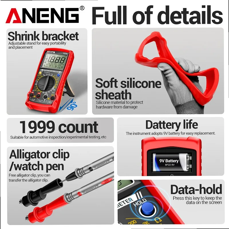 ANENG SZ26 Multifunctional Auto Universal Meter High Precision Digital Display Car Repair Tool