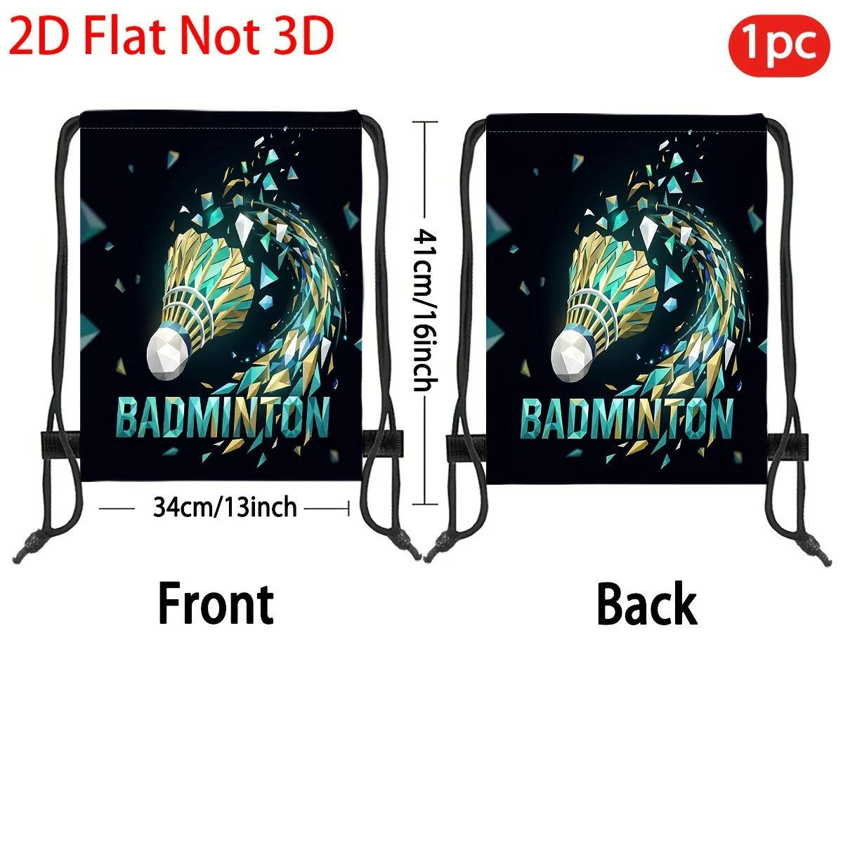 1pc Badminton-Themed Drawstring Gym Bag Suitable for Parties, Outdoor & - Lightweight Oxford Fabric with Badminton Shuttlecock,