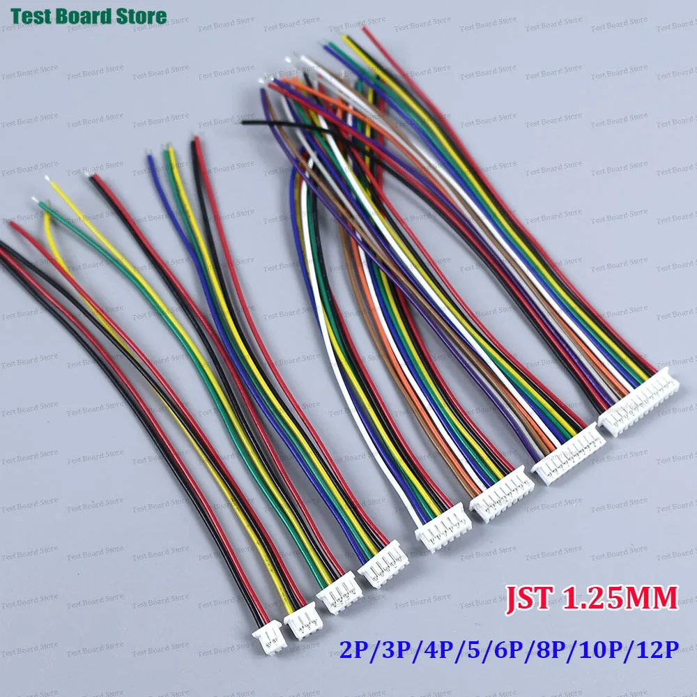 10/20/50PCS JST 1.25MM Wire Cable Connector 2/3/4/5/6/8/10/12 Pin 1.25MM Pitch Plug 10CM/20cm/30CM Wire Length 28AWG