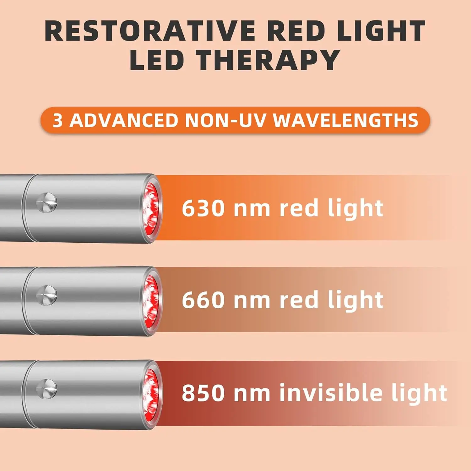 

LED Flashlight Red Light Therapy Torch Device 1*850nm Infrared Light 2*630nm 660nm Red Light Body Skin Pain Relief Health Care