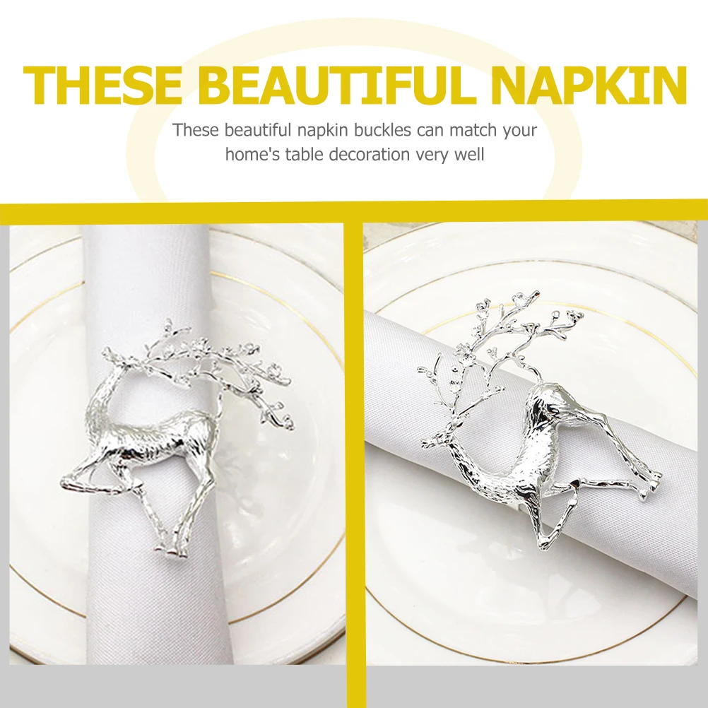 

2 Pcs Napkin Ring Clasps Banquet Rings Buckles Paper Festive Table Dining Seasonal Alloy Elk Deer