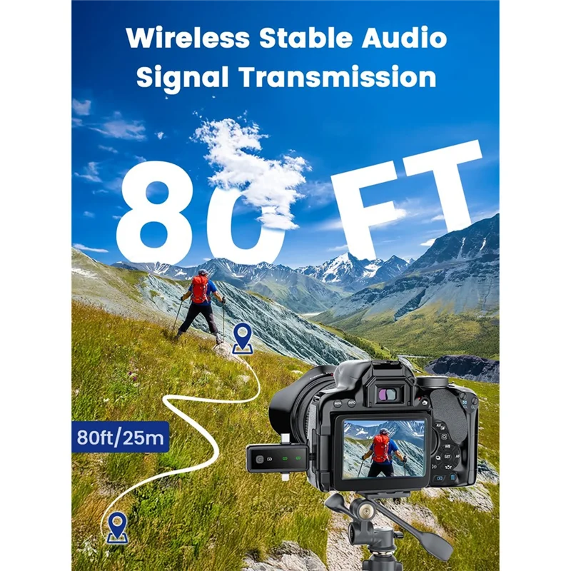 BTLIFE-Mini bezprzewodowy mikrofon krawatowy z wyświetlaczem LED, mikrofon krawatowy 3 w 1 do aparatu Iphone/Android