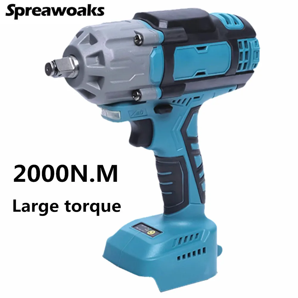 Elétrica Cordless Impact Wrench, Brushless Driver, Ferramentas Elétricas para Makita, 18V Bateria, 2000N.M Torque, 1/2\