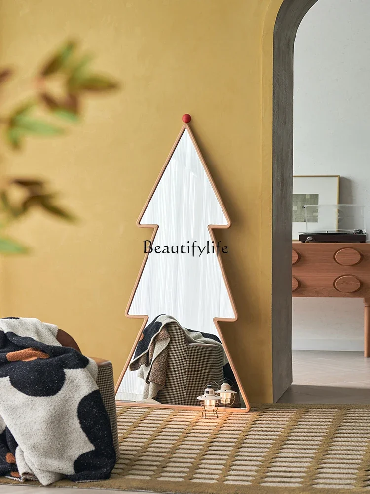 

LJYSolid Wood Christmas Tree Full Body Floor Mirror Cherrywood Home Entrance Full-Length Mirror