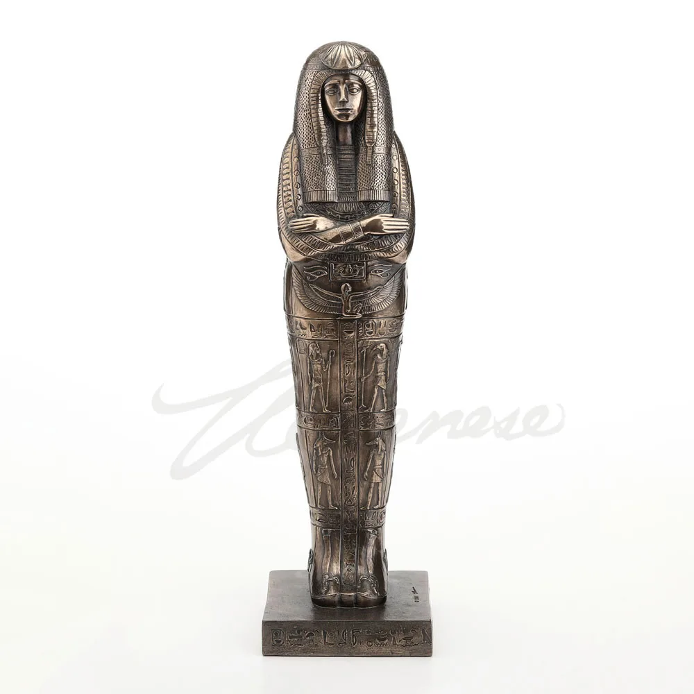 Ancient Egyptian Female Mummy Sarcophagus Resin Statue Egyptian Coffin Figurine Retro Home Desktop Collectible Decor Ornament