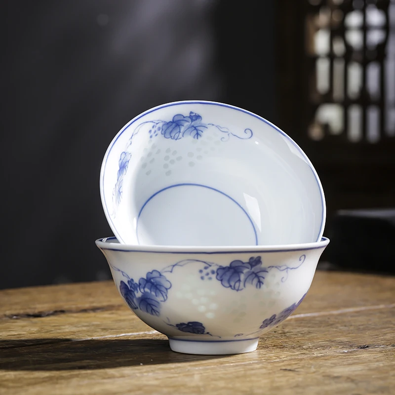 10pcs Jingdezhen Blue and White Porcelain Ceramic Bowl Underglaze Color Tableware Noodle Bowls Vintage Dragon Rice Bowls Kitchen