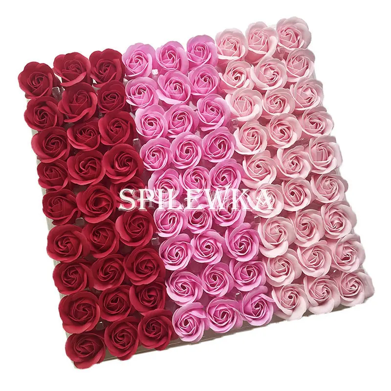 Mix Color Three-layer Without Base Rose Floral Scented Artificial Flowers Heads DIY Creative Gifts for Valentine's Day 81Per Lot