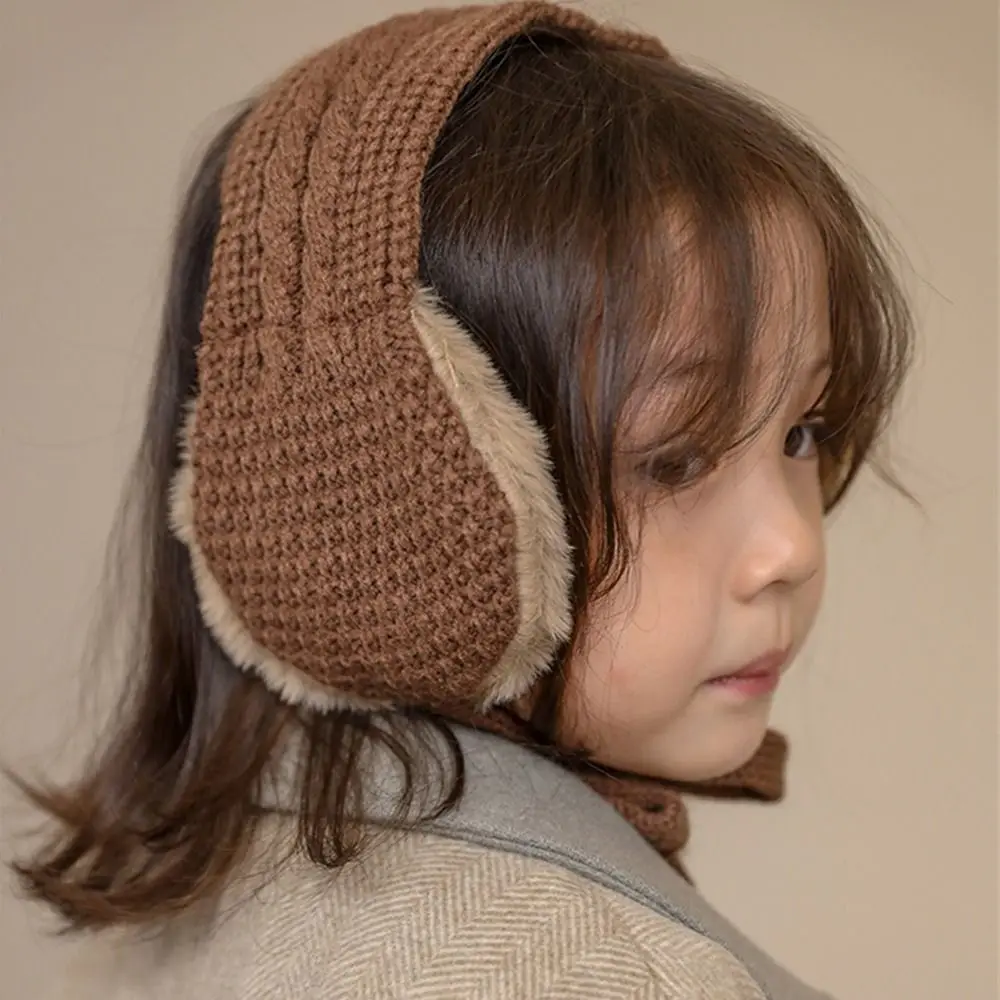 Thicken Children Earmuffs Handmade Knitted Warm Boys Girls Strappy Solid Color Cute Autumn Winter Ear Warmer