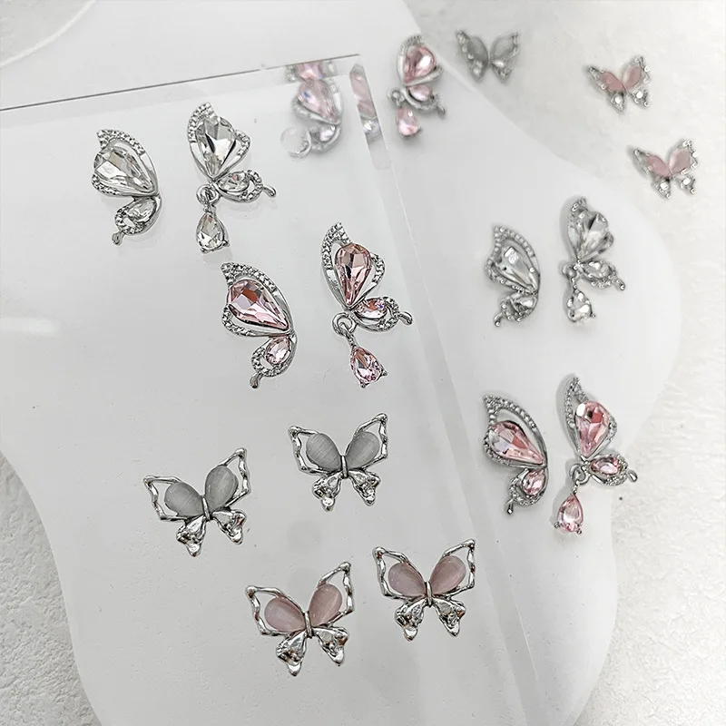 10 Uds. De aleación de lujo 3D de ala de mariposa, accesorios para decoración de uñas, diseño de decoración de manicura, suministros de decoración de uñas