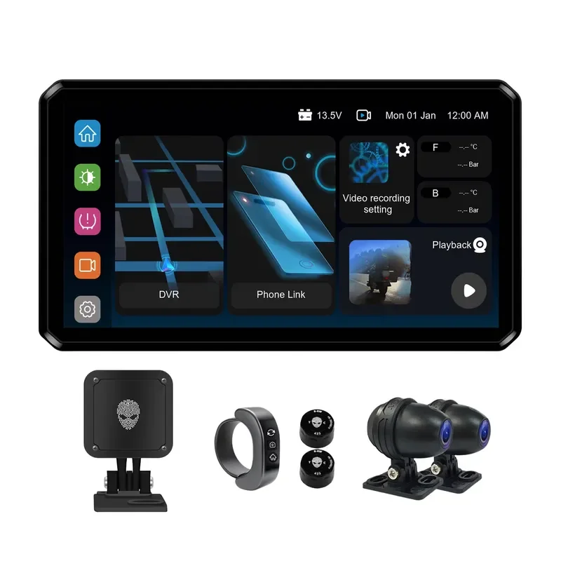 AlienRider M2S Next Gen Motorcycle Media Console with 77G Millimeter Wave Radar for Real Blind Spot Alerts
