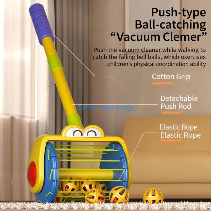 090B Baby Push Pull Walking Toy With Sound Effects And Rattle Balls For Toddler Educational and Sensory Stimulation
