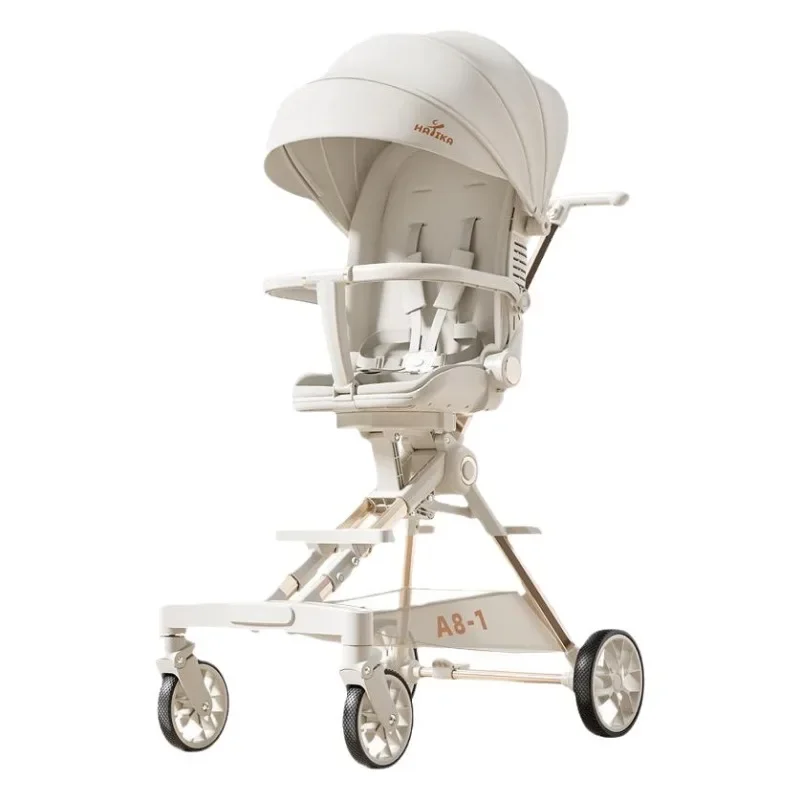 Passeggino ultraleggero e ad alta vista che può sedersi e sdraiarsi, passeggino pieghevole bidirezionale con un solo pulsante