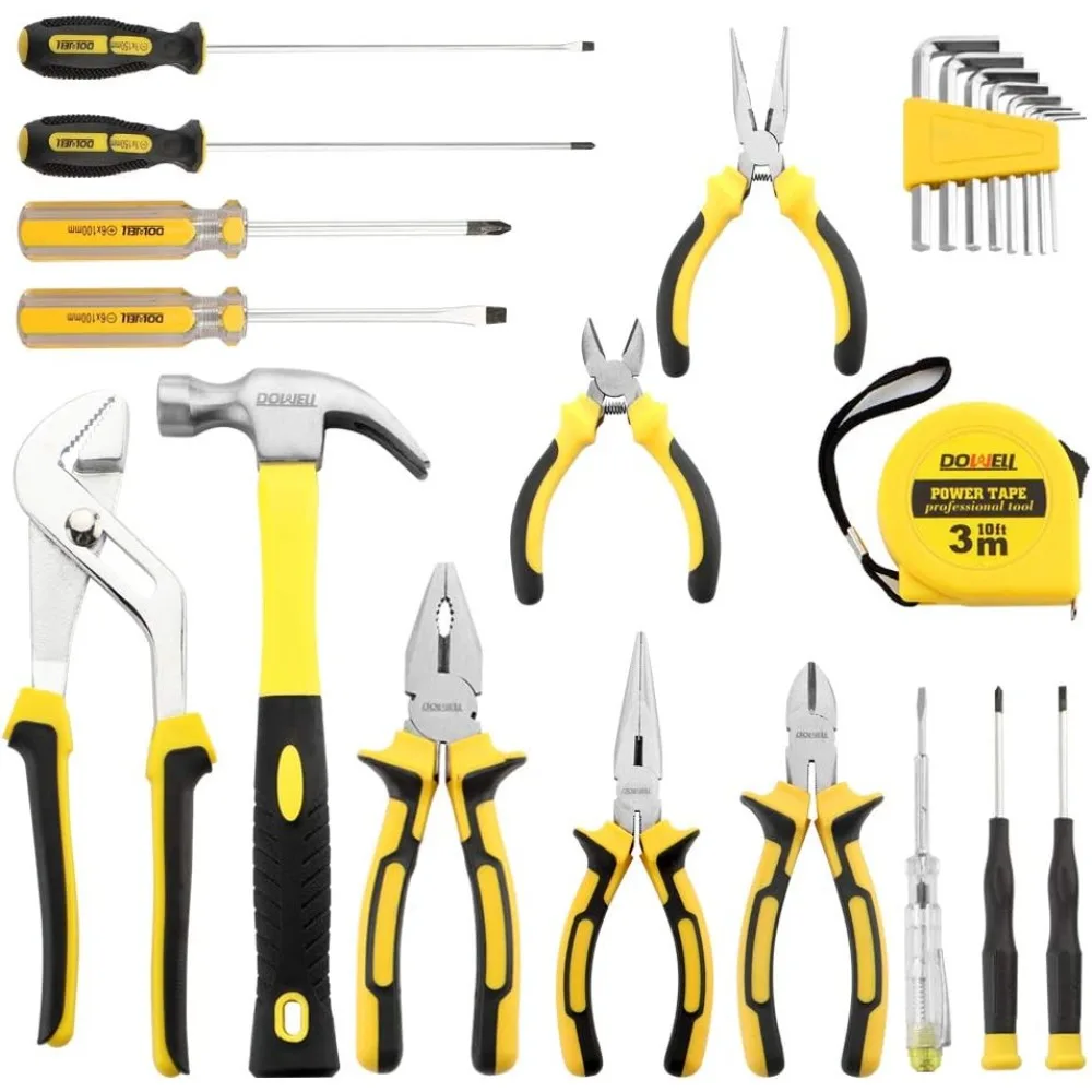 24 Pieces Homeowner Tool Set, Home Repair Hand Tool Kit with Portable Tool Bag