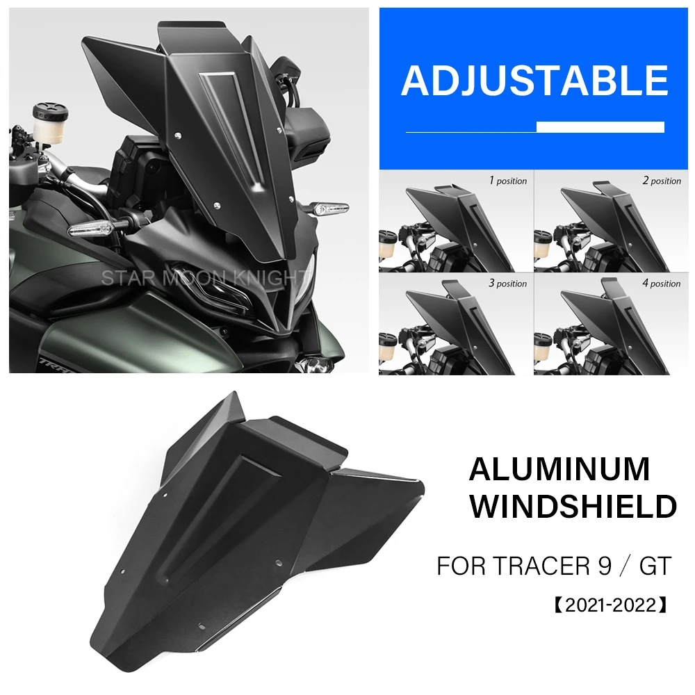 

Motorcycle Adjustable Aluminum Windshield For Yamaha Tracer 9 Tracer9 GT 2021 2022 Accessories Wind Windscreen Deflectore