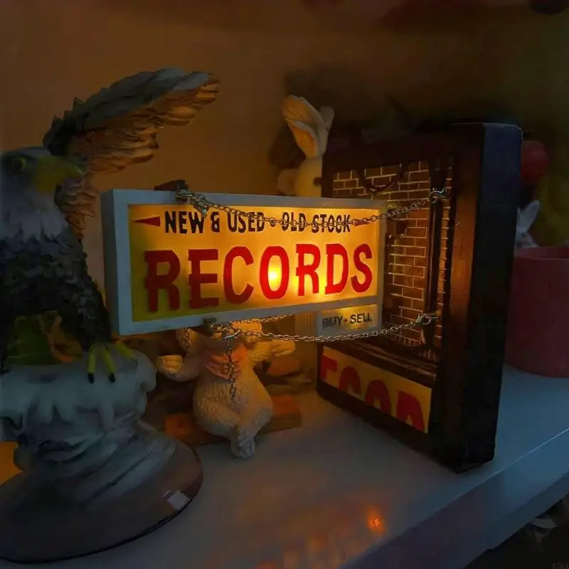 

Old School Record Wall Light with Music Handmade Resin Record Wall Lamp Warm LED Glowing For Studios 87HA