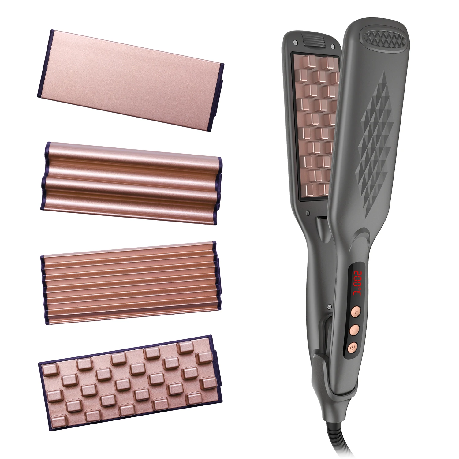 4 in 1 Hair Straightener Ceramic 390F High Temperature Professional Wide Plates Irons PTC Treatment Hair Flat Iron