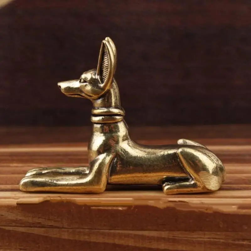 Vintage Messingstatue eines ägyptischen Pharao-Hundes, exquisites Dekorationsstück für Teezimmer, Büro oder Schreibtisch, dekorative Ornamente – Detail 5