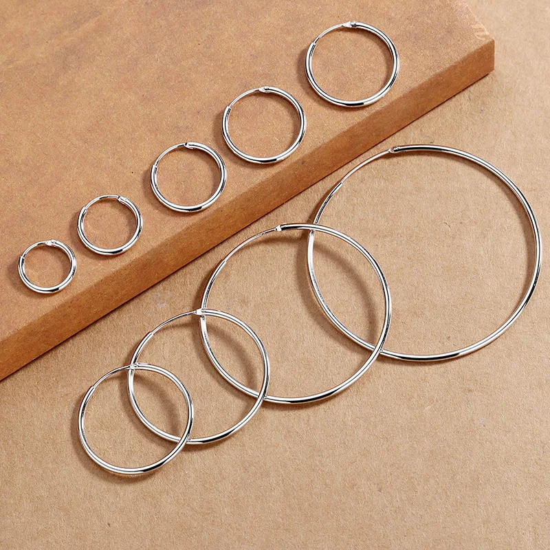1Pair 8-70mm Stainless Steel Small/Big Round Circle Hoop Earrings For Women Simple Classic Ear Loop Huggie Earring Jewelry